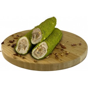 Toz Fıstık Kaplı Bademli Sarma Lokum 500 gr Toz Fıstık Kaplı Bademli Sarma Lokum 500 gr